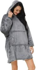 Image of Hoodie Blanket Pink Silver Grey Soft Sherpa Fleece Warm Cosy Comfy Oversized 
