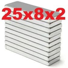 Image of Strong Magnets 25x8x2 mm N52 grade neodymium block small thin rectangle magnet
