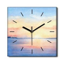 Image of Silent Clock Canvas Wall Art Home decor Framed Watercolour of a sunset 30x30