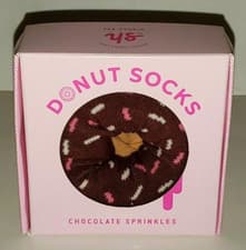 Image of YES STUDIO DOUGHNUT FOOD SOCKS PAIR CHOCOLATE DONUT SPRINKLES ORGANIC COTTON OS