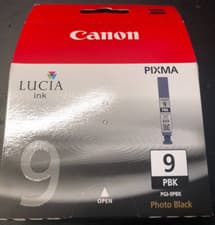 Image of Canon PGI-9BK Ink Cartridge. Photo Black, Pigment Ink Cartridge