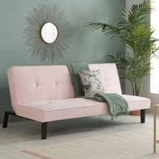 Image of Pink Fabric Sofa Bed, Aurora Adjustable Two Seater Recliner Fabric Sofa Bed