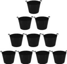 Image of 10 x 26 Litres Plastic Flexi Tub Home Garden Flexible Storage Colour Bucket