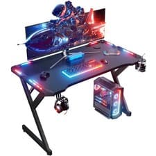Image of Gaming Desk witn LED RGB, Computer Table with Cup Holder & Headphone Hook