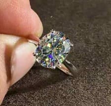 Image of 2Ct Oval Lab-Created Moissanite Halo Engagement Ring 14K White Gold Plated