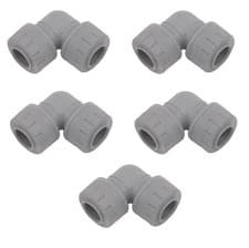 Image of Polyplumb 15mm Push Fit Elbows PB115 90° Grey Polypipe Plastic Pipe Fittings