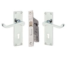 Image of Victorian Scroll Door Handle Lock Polished Chrome with 2.5"/3" Lock