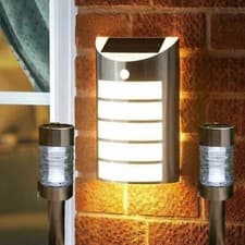 Image of Silver-Tone Stainless Steel Solar Stake Light - Set of 3