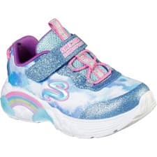 Image of Skechers S Lights Rainbow Racers Girls Trainers 302300N Blue Toddler Sneaker
