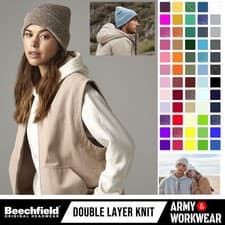 Image of Beechfield Original Cuffed Beanie Hat Luxurious Double Layer Knit Winter Unisex
