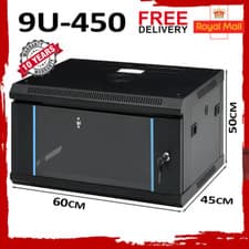 Image of 9U 19" Black Data Network Cabinet Wall Server or Switch Comms Rack  450mm Depth