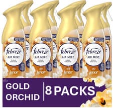 Image of 8 x Febreze Air Mist Air Freshener Eliminates Odours Spray 185ml Gold Orchid