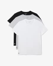 Image of Lacoste 3-Pack Cotton Crew Neck Mens T-Shirts - White/Silver Chine-Black BXY