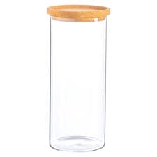 Image of Glass Storage Jar with Cork Lid Modern Kitchen Food Storage 550ml - 2 Litre