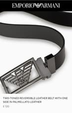 Image of EMPORIO ARMANI Two-toned reversible leather belt