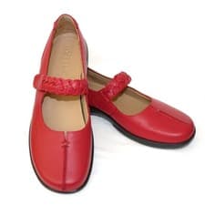 Image of Hotter Shake II Mary Jane UK 5 Leather red women's shoes Comfort Braided Strap