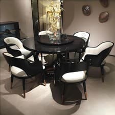 Image of Designer round table 6 x armchair chairs dining room seat cushion round tables set