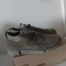 Image of CLARKS TRI VERVE FREE MENS DARK OLIVE SUEDE COMBI TRIGENIC TRAINERS UK SIZE 7