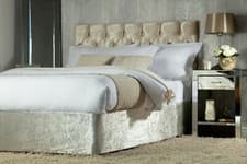 Image of Belledorm Crushed Velvet Deep Divan Bed Base Wrap Valance Champagne King Size