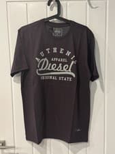 Image of Diesel T-Shirt Mens Medium Burgundy Logo Tee BNWT Designer Streetwear