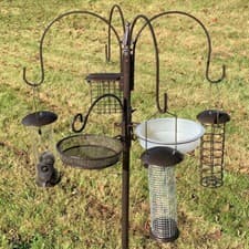 Image of Metal Complete Bird Feeding Station 4 Feeders Stand Garden Wild Birds Feeders