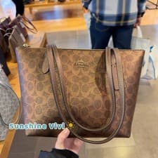 Image of NWT COACH Fiona Zip Tote Bag In Signature Canvas CW396, IM/BROWN/COPPER