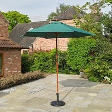 Image of 2.4m Wooden Garden Parasol 36mm Green Umbrella Large Furniture Canopy Polyester