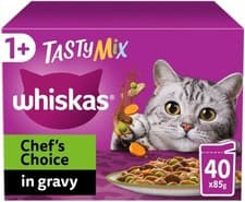 Image of Whiskas 1+ Chef's Choice Mix Mixed Adult Wet Cat Food Pouches in Gravy 120 x 85g