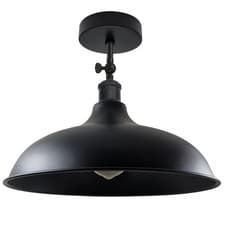 Image of Black Vintage Semi Flush Mount Ceiling Light with E27 Holder