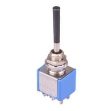 Image of 5646AB-21+U642 APEM Black Long Lever On-On Miniature Toggle Switch DPDT