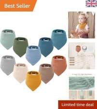 Image of Versatile Baby Bibs 10-Pack: Soft, Adjustable & Absorbent Bandanas for Drooling
