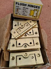 Image of Brassed Flush Hinges Cabinet/Cupboard Doors. Size 60mm [2.5 inch] Qty 25pr [50]