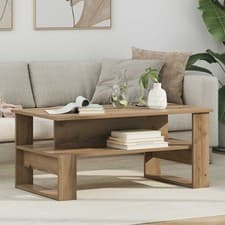Image of Coffee Table Artisan Oak 90x50x40cm Engineered Wood Modern Rectangular Low Shelf