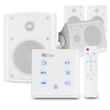 Image of A100W Wall Speaker System, Touch Screen Bluetooth Amplifier with 4x BGO50 White
