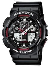 Image of Casio G-Shock Chronograph Alarm Black Red GA-100-1A4ER Watch - 9% OFF!
