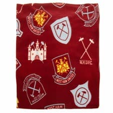 Image of Giant West Ham United Football Crest Fleece Blanket/Sofa Throw, West Ham Blanket