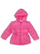 Image of Toddler Girls Hot Pink Heart Bow Coat Zip-Up Jacket w/ Hood & Pockets 2T