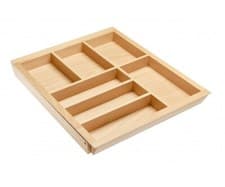 Image of Expandable Wooden Cutlery Tray Insert Adjustable Beech Kitchen Drawers Organiser