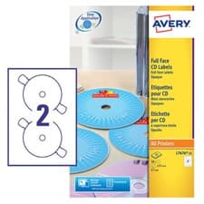 Image of Avery labels L7676-25 117mm matt CD labels 2 labels/sheet, 25 sheets/pk 50 total