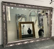 Image of LARGE Antique Silver French Framed Decorative Rococo Ornate Wall Mirror OPERA