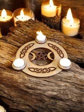 Image of PENTAGRAM TEA LIGHT CANDLE HOLDER HALLOWEEN WICCAN PAGAN SYMBOL