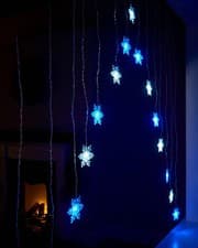 Image of LED RGB snowflake Curtain Light - 15 bulbs - approx 6 feet