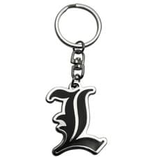 Image of OFFICIAL DEATH NOTE L SYMBOL METAL KEYRING KEY CHAIN RING NEW ABY