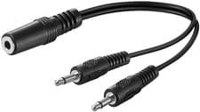 Image of 50472 3.5 Mm Audio Y Cable Adapter, 1X Stereo Female to 2X Mono Male, Black, 0.2