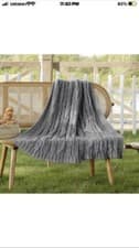 Image of Throw Blankets Cable Knit for Sofa Couch Wool Blend Soft Cozy 127x152cm Grey x2