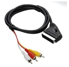 Image of 1.5M Scart Plug In / Out to Red White Yellow RCA 3x Phono Plugs Video Cable Lead