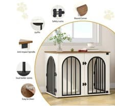 Image of 80 Cm Wooden Dog Crate, Indoor Kennel For Small medium Dogs End Side Table Ant