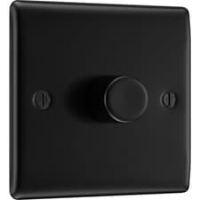 Image of BG Single Dimmer Switch 200W Matt Black LED Compatible 2 Way Push On Off NFB81