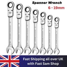 Image of Ratchet Spanner Combination Ratchet Wrench Spanners 72T Flexi Head 6mm - 19mm