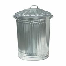 Image of 86 Litre Capacity Metal Galvanised Dustbin and Lid